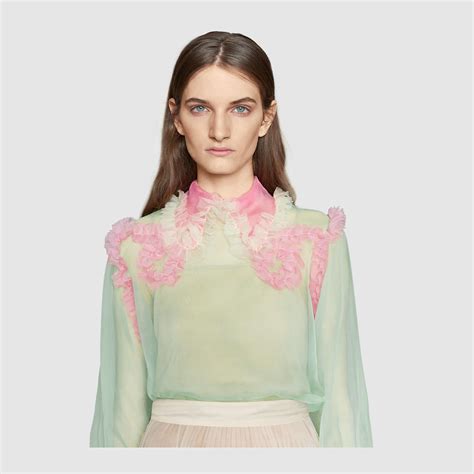 gucci silk organdy top|SA ®غوتشي .